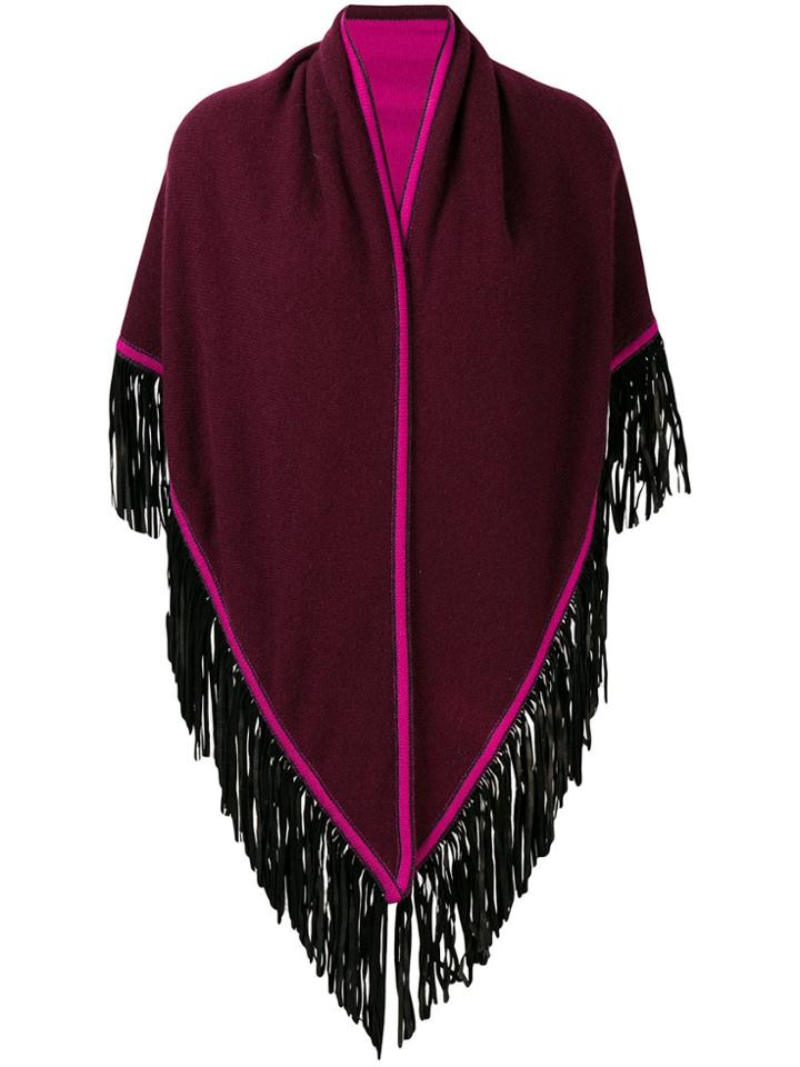 Antonia Zander Fringe Poncho Scarf - Pink