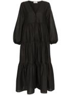 Matteau Tiered Cotton Poplin Maxi Dress - Black