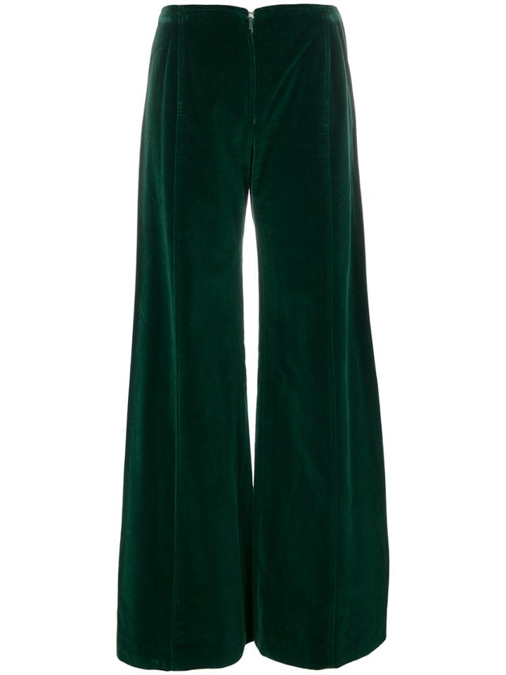 Emanuel Ungaro Vintage Velvet Wide Leg Trousers - Green