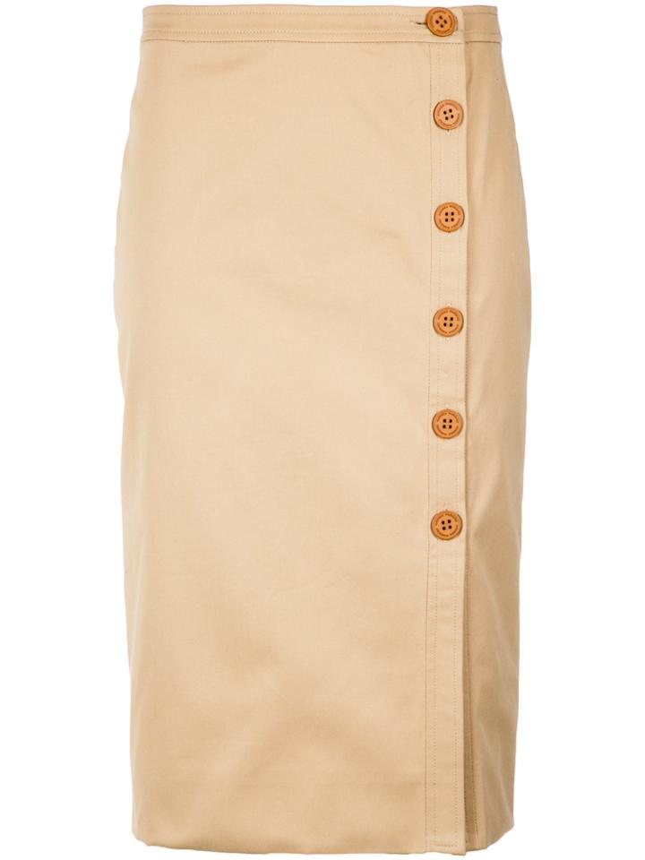 Andrea Marques Button-up Pencil Skirt - Nude & Neutrals