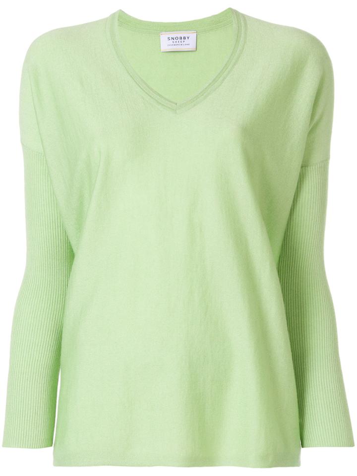 Snobby Sheep V-neck Sweater - Green