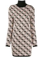 Elisabetta Franchi Geometric Pattern Knitted Shirt Dress - Pink