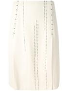 Krizia Vintage Stitched Graphic Skirt, Women's, Size: 44, Nude/neutrals