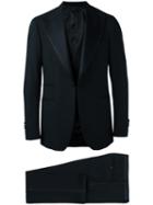 Gabriele Pasini Peaked Lapels Dinner Suit, Men's, Size: 50, Black, Viscose/cotton/polyester/wool