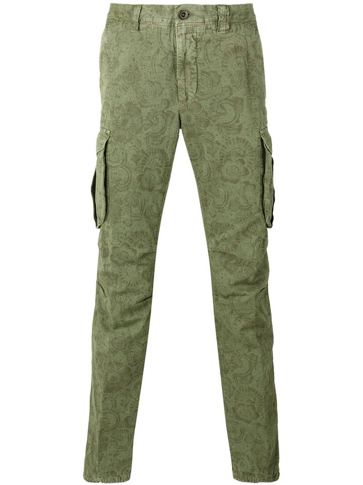 Incotex - Printed Cargo Trousers - Men - Cotton/linen/flax - 34, Green, Cotton/linen/flax