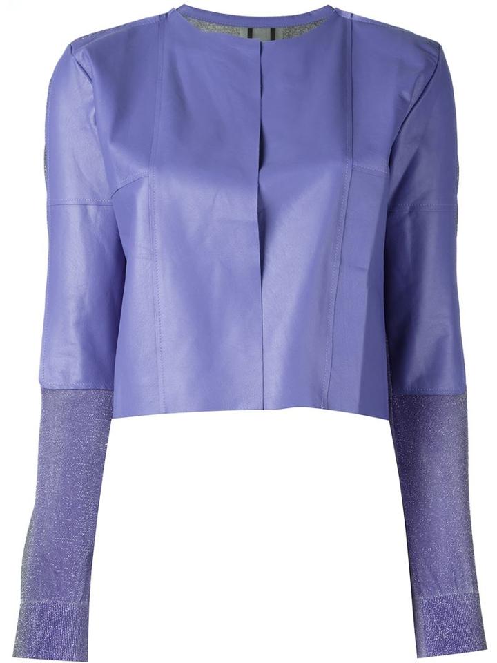 Aviù Jersey Back Jacket, Women's, Size: L, Pink/purple, Leather/rayon/polyester/spandex/elastane