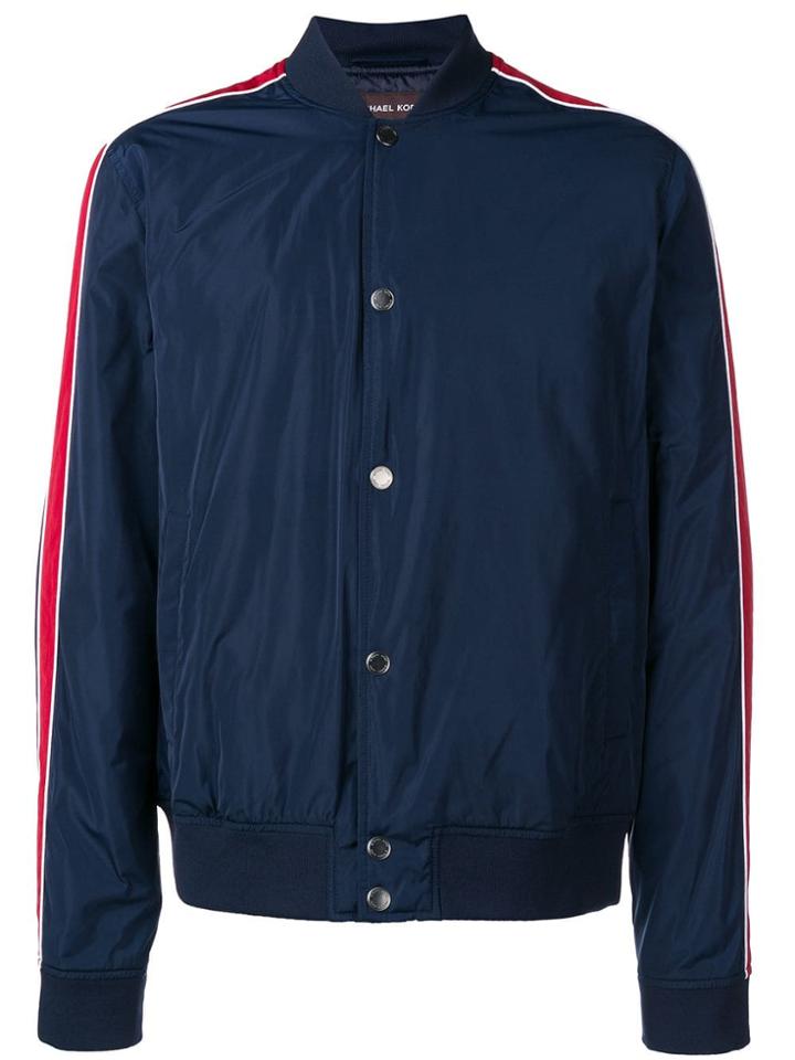Michael Michael Kors Stripe Detail Bomber Jacket - Blue
