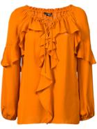 Kobi Halperin Ruffled Longsleeved Blouse - Yellow & Orange