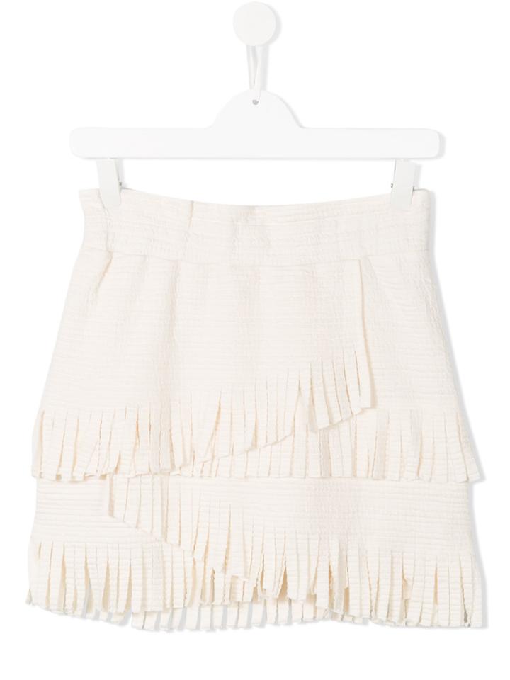 Une Fille Frayed Skirt - White