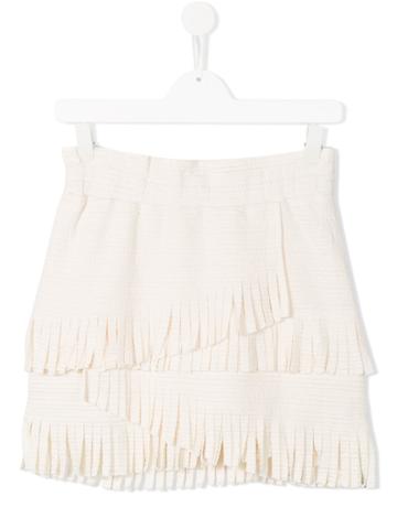Une Fille Frayed Skirt - White