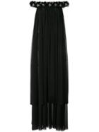 Huishan Zhang - Bead Embellished Off-shoulder Gown - Women - Silk/polyester/wool/pvc - 8, Black, Silk/polyester/wool/pvc