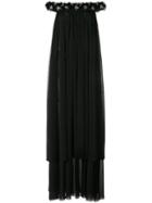 Huishan Zhang - Bead Embellished Off-shoulder Gown - Women - Silk/polyester/wool/pvc - 8, Black, Silk/polyester/wool/pvc