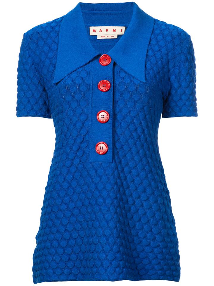 Marni Knitted Polo Shirt - Blue