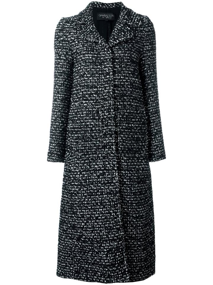 Giambattista Valli Long Tweed Coat, Women's, Size: 40, Black, Polyamide/polyester/viscose