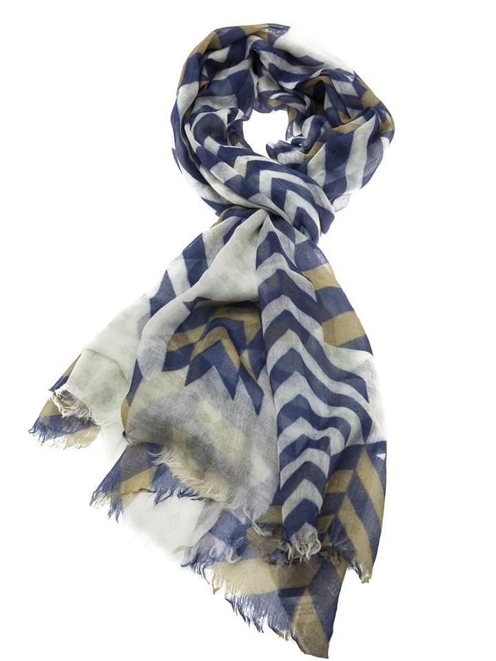 Meesha Chevron Scarf, Women's, White, Merino