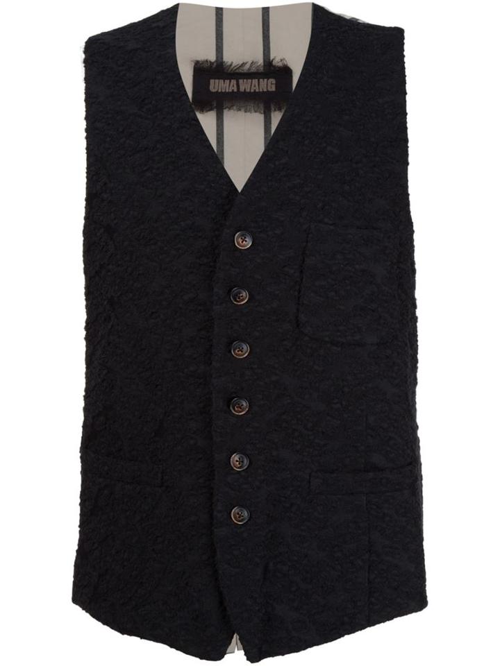 Uma Wang Textured Waistcoat, Men's, Size: Small, Black, Viscose/wool