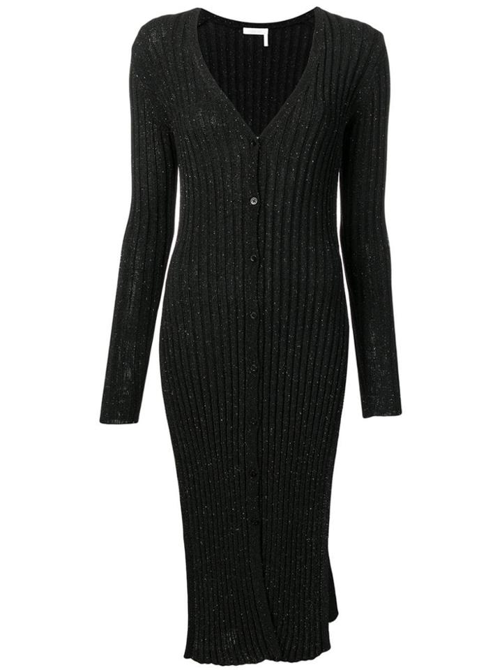 See By Chloé Ribbed-knit Midi Dress - Black