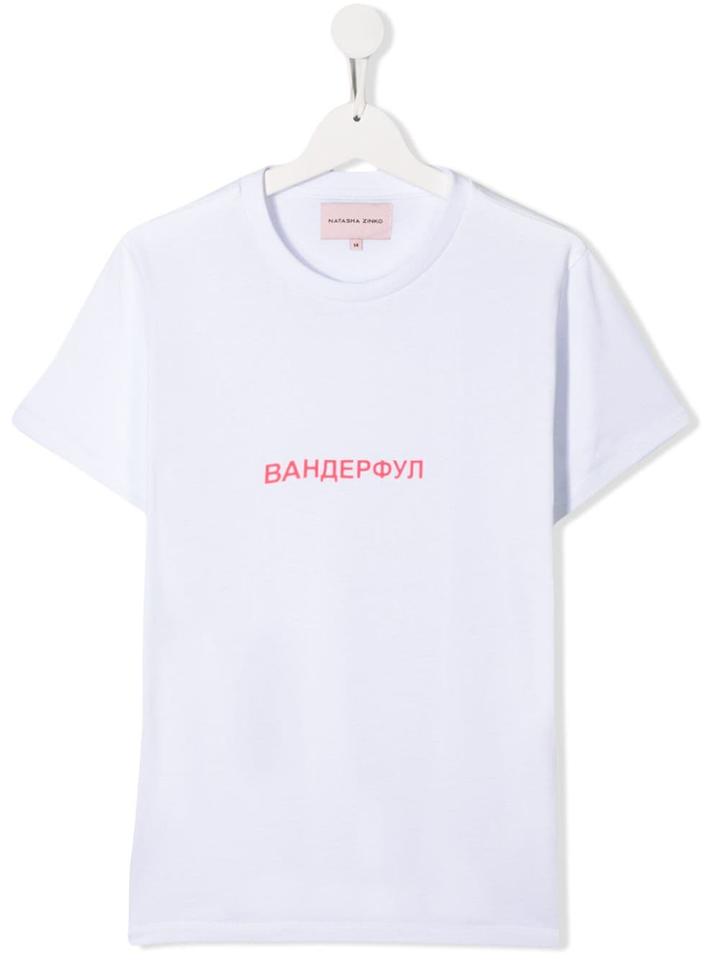 Natasha Zinko Kids Teen Slogan T-shirt - White