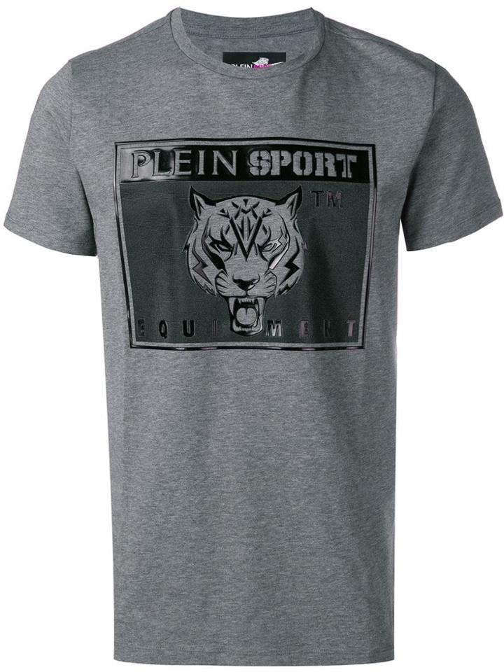 Plein Sport Logo Embossed Crew Neck T-shirt - Grey