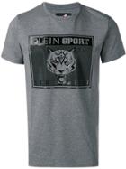 Plein Sport Logo Embossed Crew Neck T-shirt - Grey