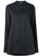 Y-3 Collarless Button Down Shirt, Women's, Size: Medium, Black, Cotton