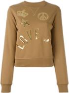 Love Moschino Sequined Patch Sweatshirt, Women's, Size: 42, Nude/neutrals, Cotton/polyester
