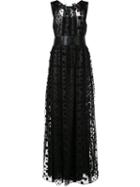 Marchesa Notte Embellished Sheer Panel Gown, Women's, Size: 6, Black, Polyester