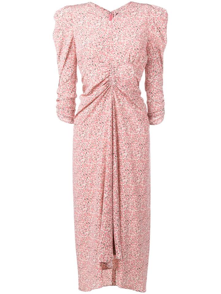 Isabel Marant Ruched Embroidered Dress - Pink