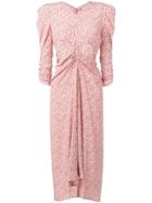 Isabel Marant Ruched Embroidered Dress - Pink