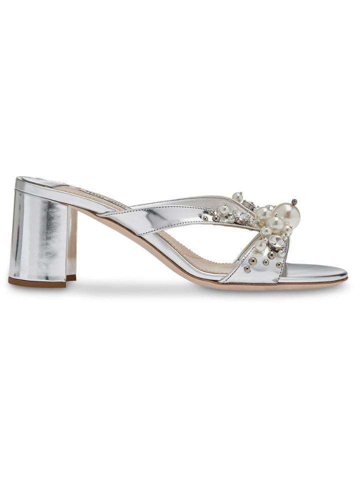 Miu Miu Embellished Sandals - Grey