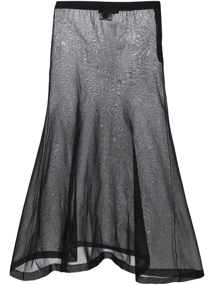 Calvin Klein Collection Sheer A-line Skirt, Women's, Size: Small, Black, Polyester