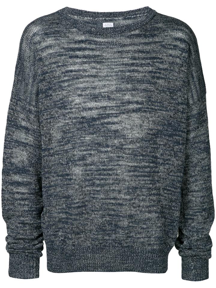 E. Tautz Melange Round Neck Jumper - Blue