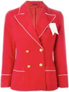 The Gigi Double-breasted Blazer, Women's, Size: 44, Red, Cotton
