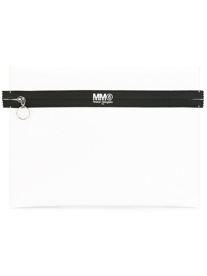Mm6 Maison Margiela Zipped Clutch, Women's, White, Polyester/polyurethane