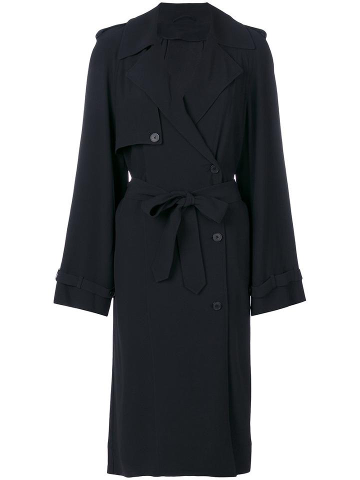 Helmut Lang - Long Trench Coat - Women - Silk/acetate/viscose - S, Black, Silk/acetate/viscose