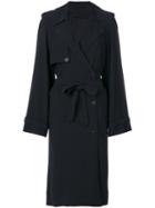 Helmut Lang - Long Trench Coat - Women - Silk/acetate/viscose - S, Black, Silk/acetate/viscose