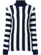 Rossignol Striped Roll Neck Jumper, Women's, Size: Large, Blue, Virgin Wool