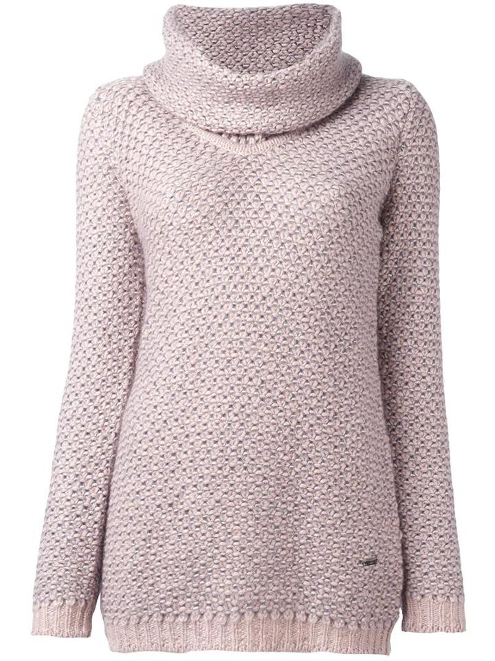 Fay Roll Neck Jumper, Women's, Size: Medium, Pink/purple, Alpaca/mohair/silk/lurex