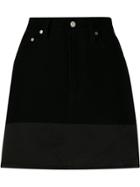 Helmut Lang Silk Panel Denim Skirt - Black