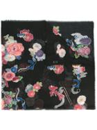 Saint Laurent - Floral Scarf - Women - Wool - One Size, Black, Wool