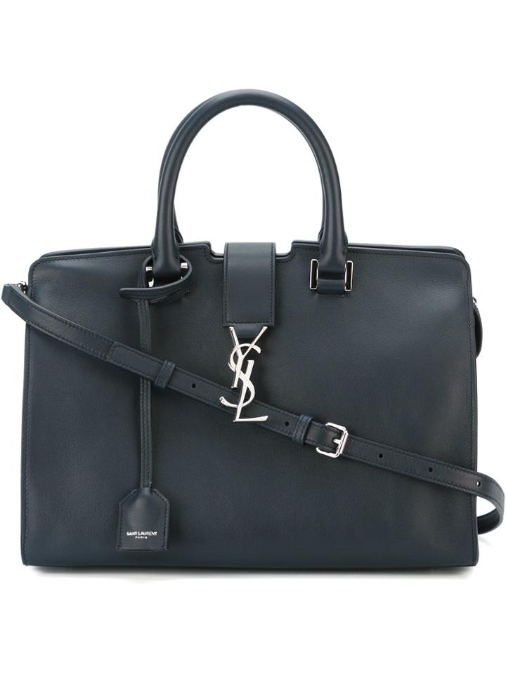 Saint Laurent Small 'cabas Monogram' Tote - Blue