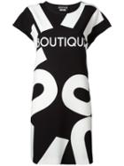 Boutique Moschino Logo Print T-shirt Dress, Women's, Size: 36, Black, Polyester/other Fibers