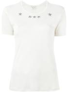 Saint Laurent Beaded Star T-shirt, Women's, Size: Xs, Nude/neutrals, Silk/metallic Fibre