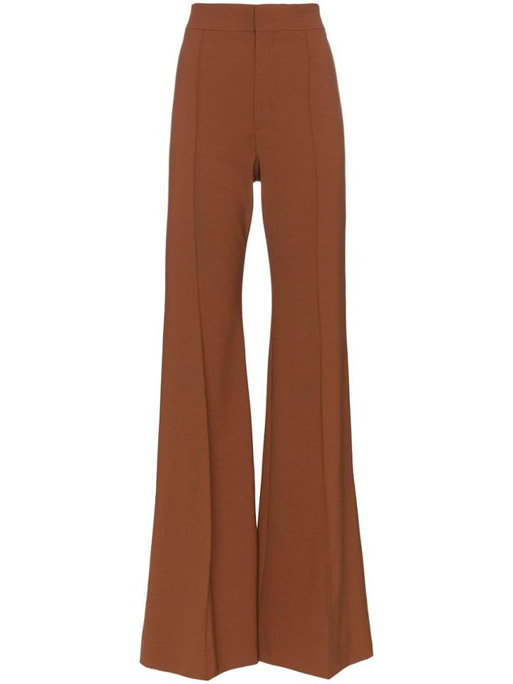 Chloé High-waisted Flared Trousers - Brown
