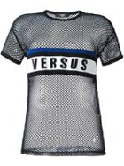 Versus Logo Print Mesh T-shirt, Women's, Size: 40, Black, Polyamide/spandex/elastane