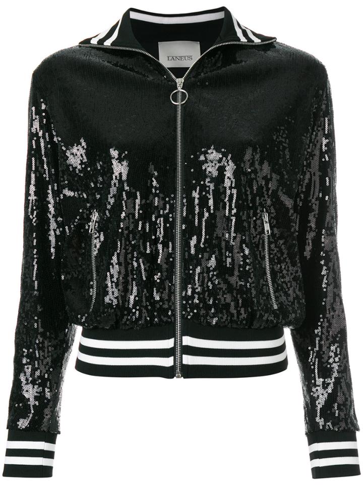 Laneus Paillette Bomber Jacket - Black