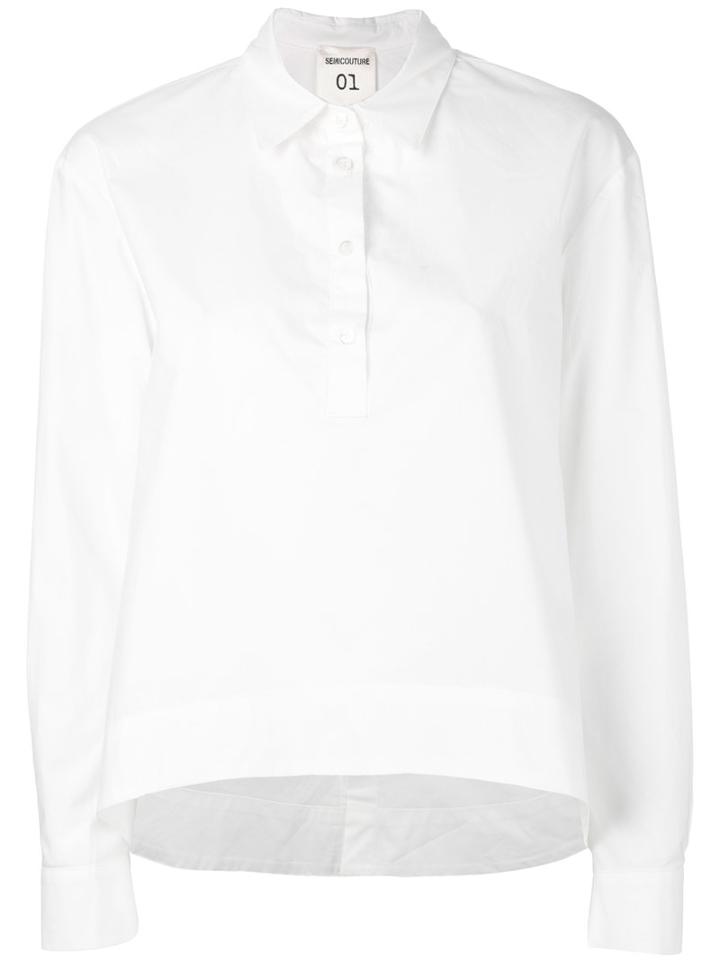 Semicouture - Curved Hem Shirt - Women - Cotton - 42, White, Cotton