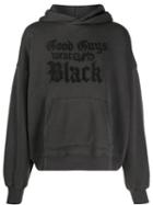 Amiri Slogan Embroidered Hoodie - Black