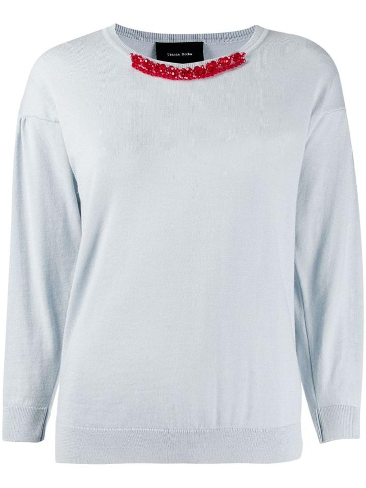 Simone Rocha Bead And Crystal Embellished Jumper - Blue