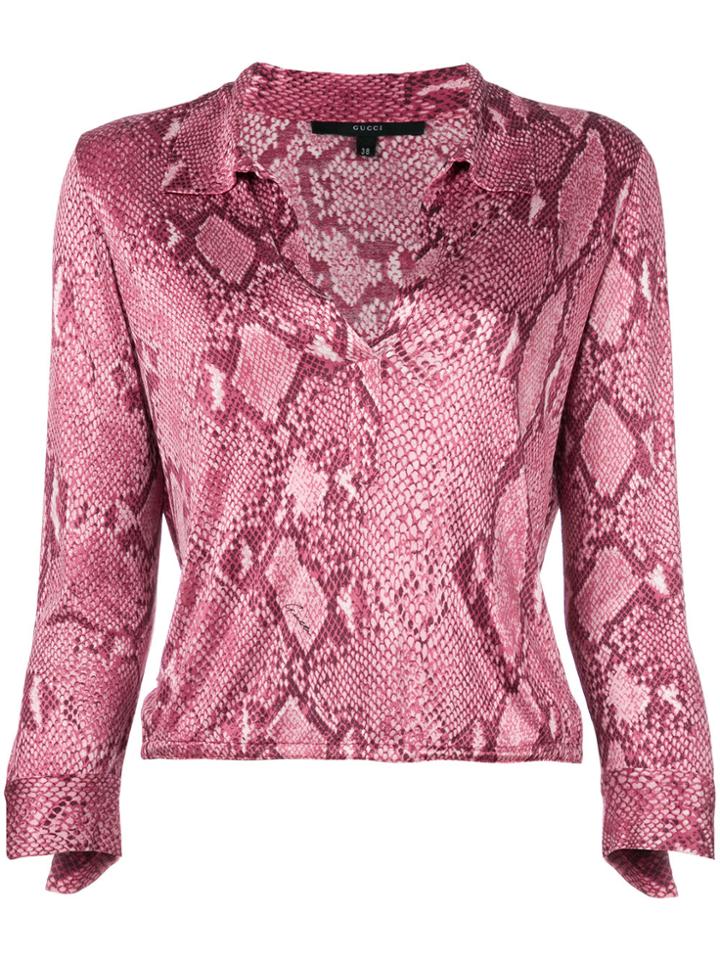 Gucci Vintage 2000 Python Print Shirt - Pink & Purple